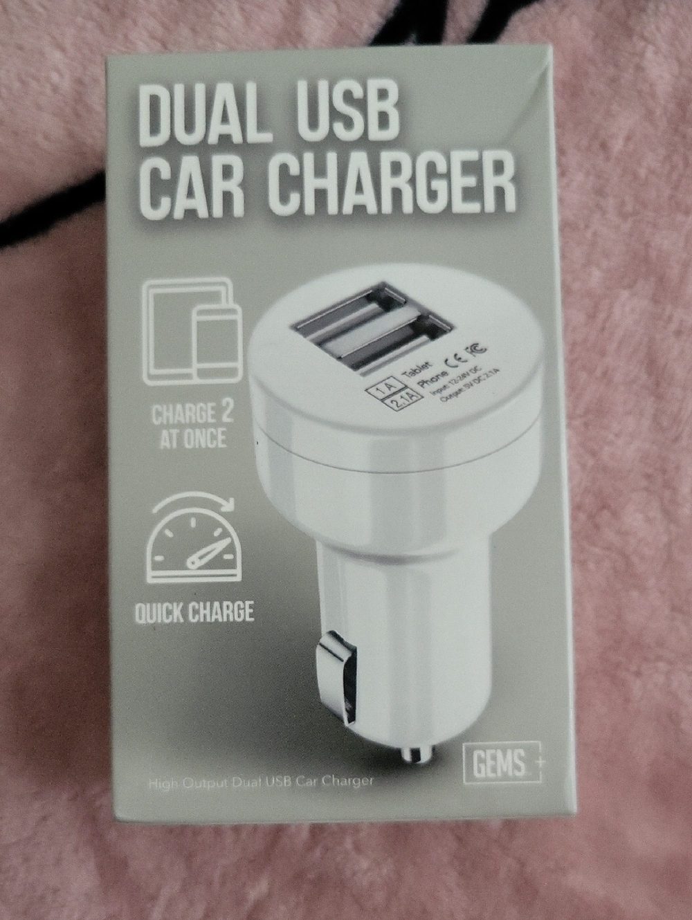 White Dual USB Car Charger - Fast Charge